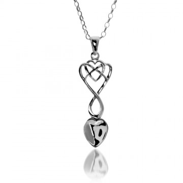 Celtic Welsh Lovespoon Heart Sterling Silver Pendant Necklace 