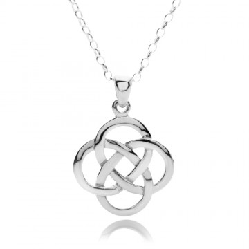 Celtic Knots Round Sterling Silver Pendant Necklace 