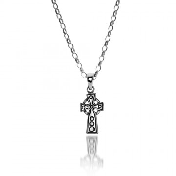 Small Celtic Cross Sterling Silver Pendant Necklace 