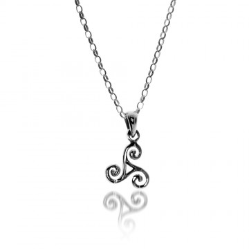 Small  Triskele Sterling Silver Pendant Necklace 