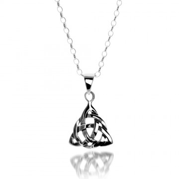 Celtic Trinity Knotwork Sterling Silver Pendant Necklace 