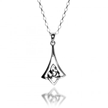 Celtic Trinity Bell Sterling Silver Pendant Necklace 
