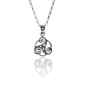 Triskele & Circle Oxid Sterling Silver Pendant Necklace 
