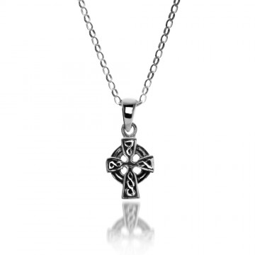 Celtic Cross Head Sterling Silver Pendant Necklace 
