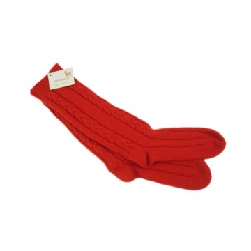 Pheonix Red 100% Cashmere 3 Ply Cable Ladies Bed Socks from the Scarf Company