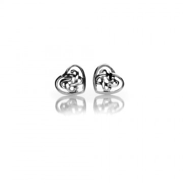 Celtic Heart Knot Silver Stud Earrings