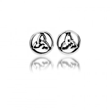 Round Celtic Trinity Knot Silver Stud Earrings 