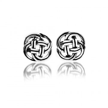 Celtic Knot Line Detail Silver Stud Earrings 