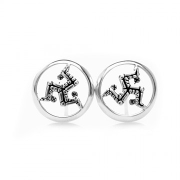 Celtic Manx Round Silver Stud Earrings 