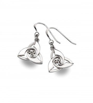 Celtic Trinity Knot & Spirals Sterling Silver Earrings 