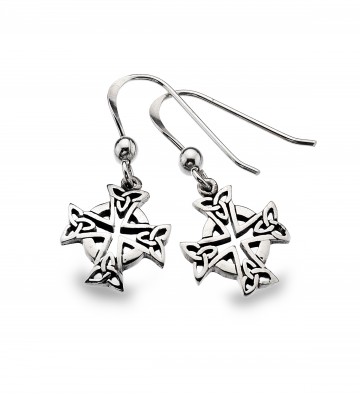 Celtic Cross Head Sterling Silver Earrings