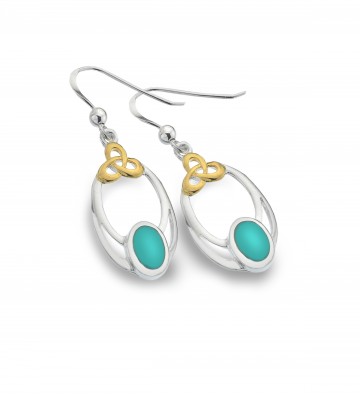 Celtic Knot & Turquoise Oval Sterling Silver Earrings