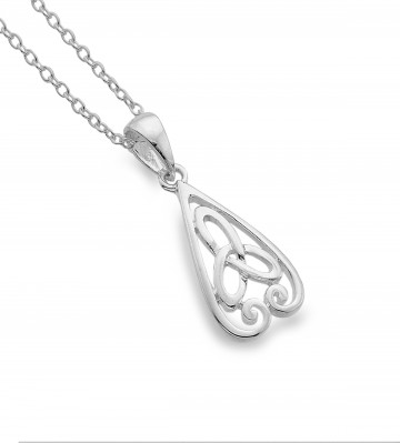 Celtic Trinity Knot & Spirals Sterling Silver Pendant Necklace 