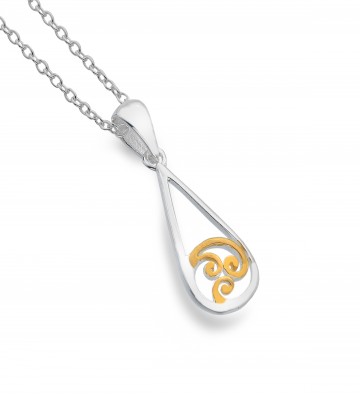 Celtic Spiral Teardrop Sterling Silver Pendant Necklace