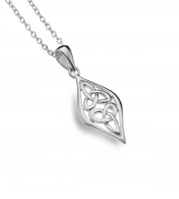 Celtic Two Trinity Knots Sterling Silver Pendant Necklace 