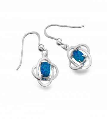 Celtic Knots & Blue Opal Sterling Silver Earrings 