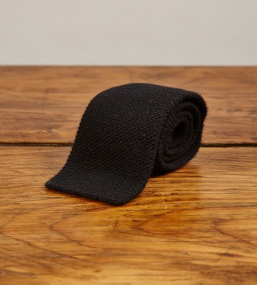 Cashmere Narrow Knitted Tie - Black