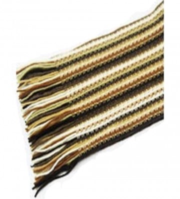The Scarf Company Brown Striped Lace Stitch Cashmere Scarf