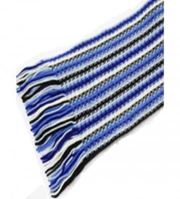 The Scarf Company Deep Blue Striped Lace Stitch Cashmere Scarf