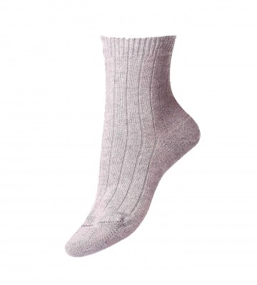 Pantherella Women's Tabitha Cashmere Ribbed Anklet Socks in Light Grey