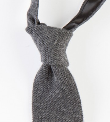 Cashmere Narrow Knitted Tie - Mid Grey